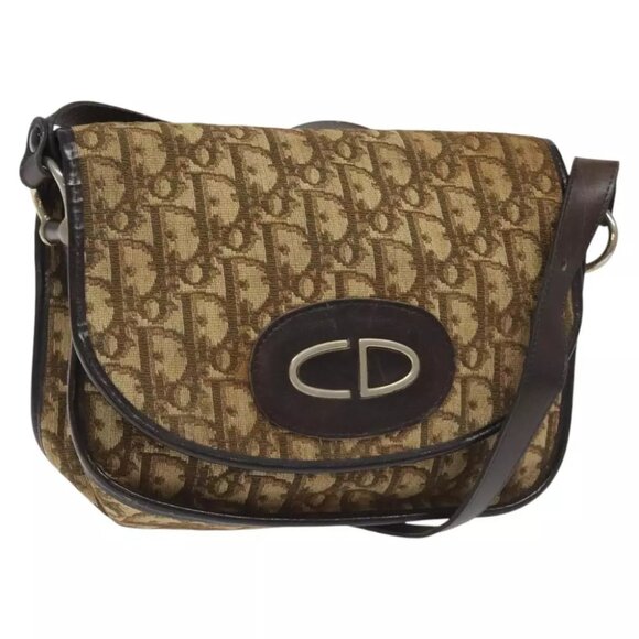 Christian Dior Trotter Canvas Shoulder Bag Brown Auth 115708 - Picture 1 of 16